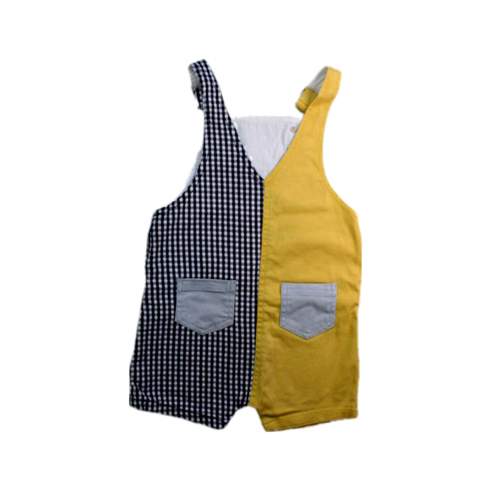 A Yellow Overall Shorts from Seed in size 12-18M for neutral. (Back View)