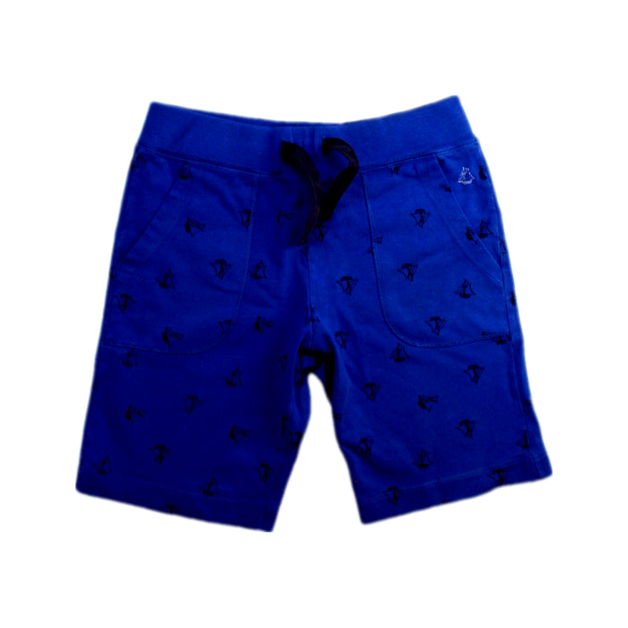 A Blue Shorts from Petit Bateau in size 5T for boy. (Front View)