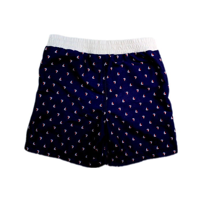 A Navy Swim Shorts from Petit Bateau in size 6T for boy. (Back View)