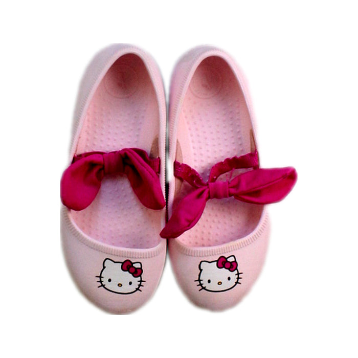 A Pink Flats from Native Shoes in size 5T for girl. (Back View)
