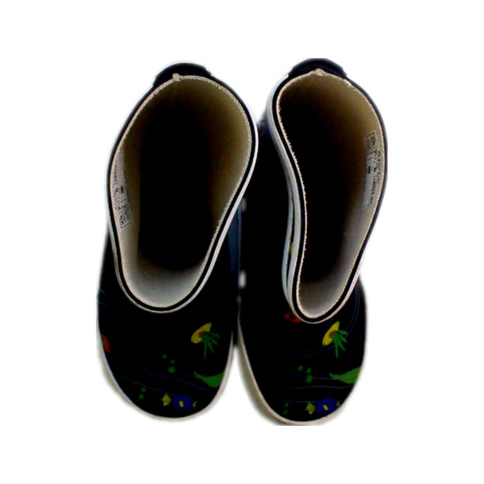 A Navy Rain Boots from Aigle in size 3T for boy. (Back View)