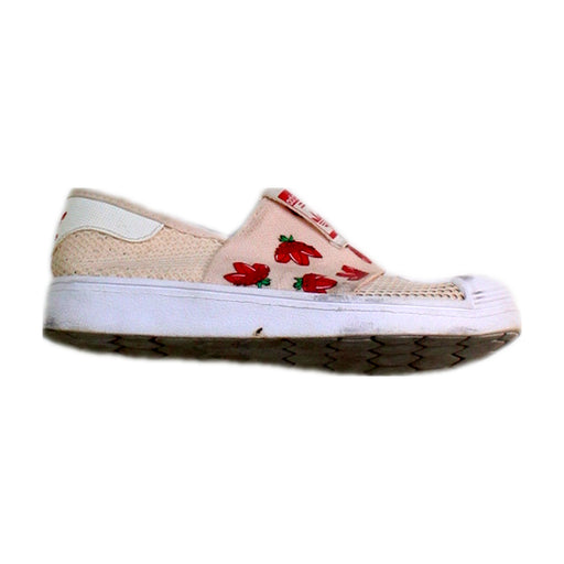 A White Slip Ons from Adidas in size 9Y for girl. (Front View)