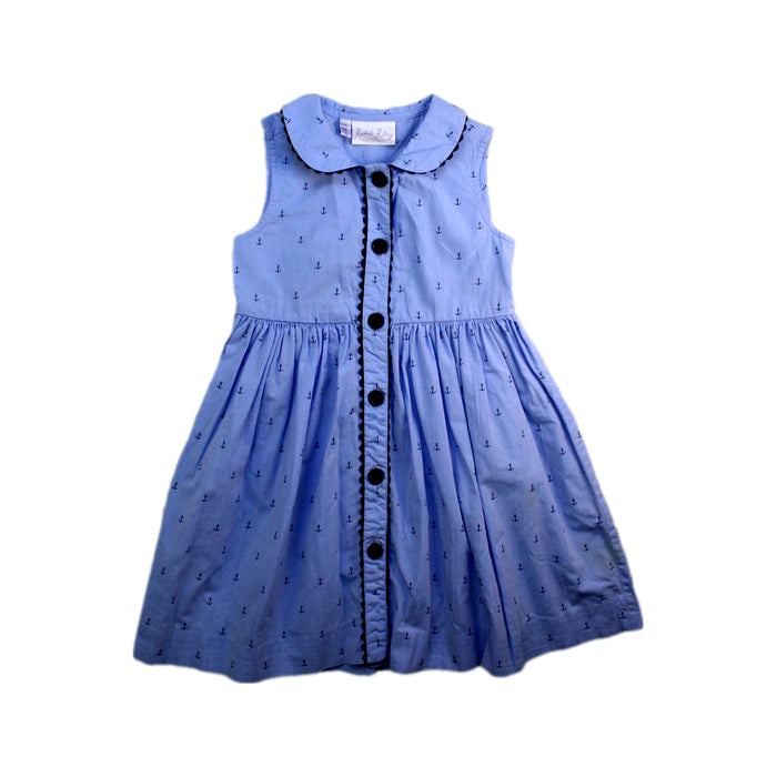 A Blue Sleeveless Dresses from Rachel Riley in size 3T for girl. (Front View)