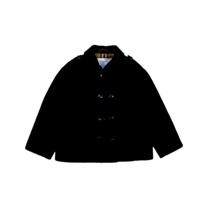 A Black Coats from Burberry in size 3T for girl. (Front View)