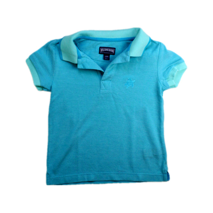 A Blue Short Sleeve Polos from Vilebrequin in size 4T for boy. (Front View)