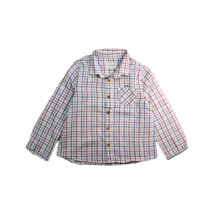 A White Long Sleeve Shirts from Nanos in size 3T for boy. (Front View)