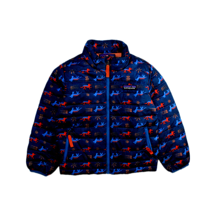 A Navy Puffer/Quilted Jackets from Patagonia in size 3T for boy. (Front View)