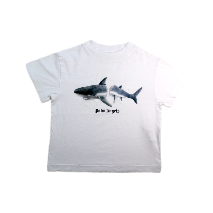 A White Short Sleeve T Shirts from Palm Angels in size 4T for boy. (Front View)