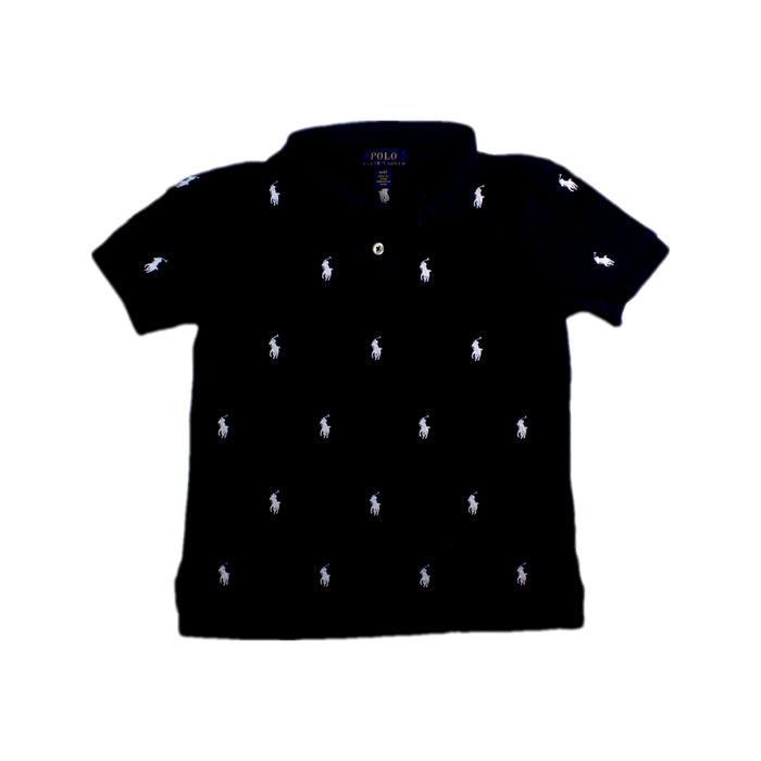 A Navy Short Sleeve Polos from Polo Ralph Lauren in size 4T for boy. (Front View)