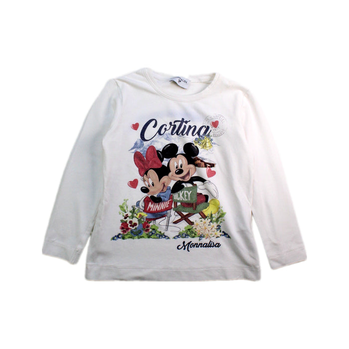 A White Long Sleeve T Shirts from Monnalisa in size 4T for girl. (Front View)