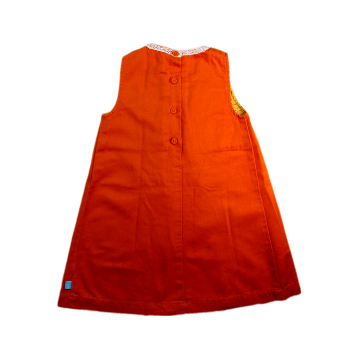 A Orange Sleeveless Dresses from Little Bird in size 3T for girl. (Back View)