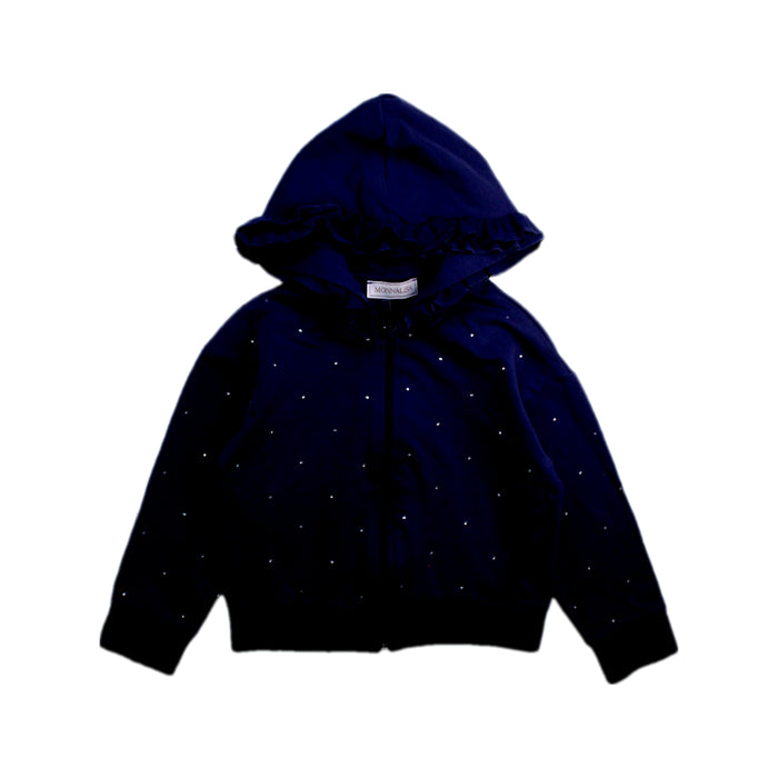 A Navy Hooded Sweatshirts from Monnalisa in size 4T for girl. (Front View)