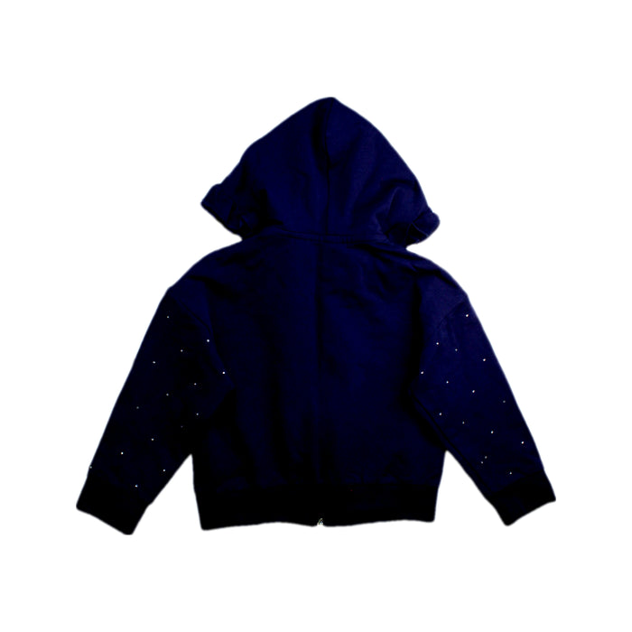 A Navy Hooded Sweatshirts from Monnalisa in size 4T for girl. (Back View)
