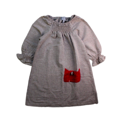 A Beige Long Sleeve Dresses from and the little dog laughed in size 4T for girl. (Front View)