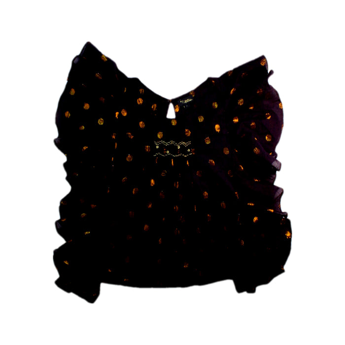 A Black Sleeveless Tops from Velveteen in size 6T for girl. (Front View)