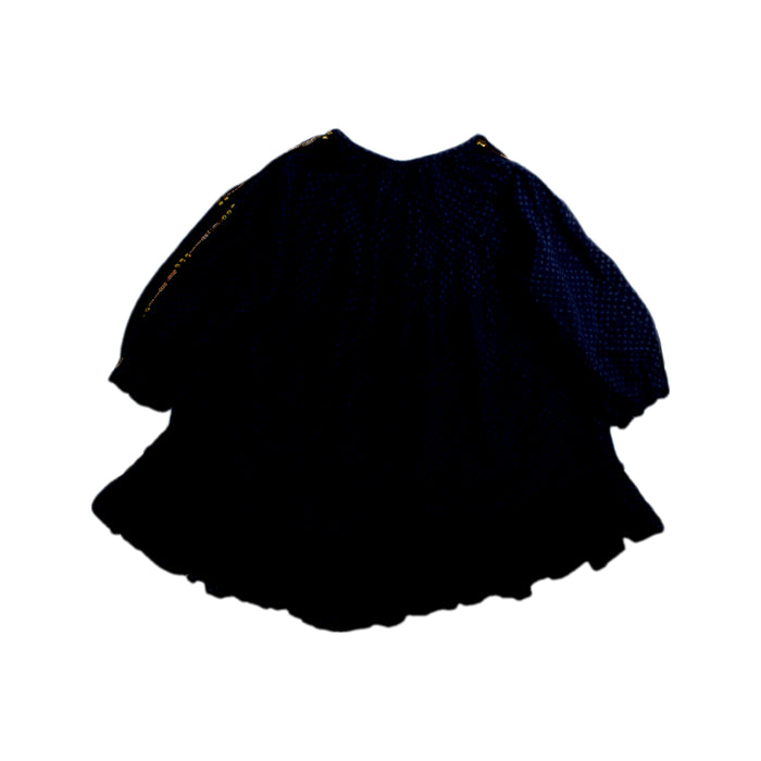 A Navy Long Sleeve Dresses from Velveteen in size 3T for girl. (Back View)