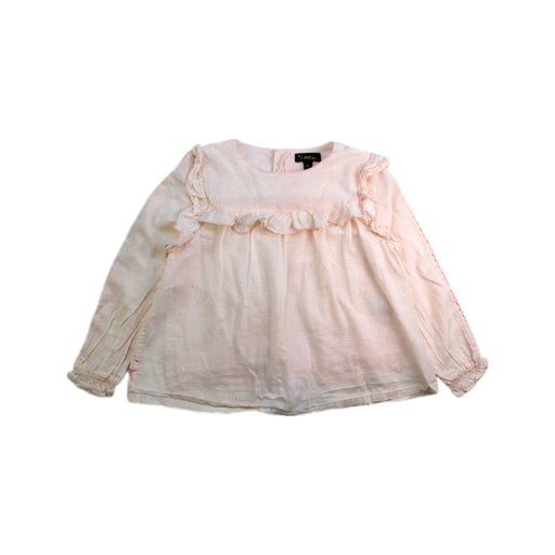 A Pink Long Sleeve Tops from Velveteen in size 5T for girl. (Front View)