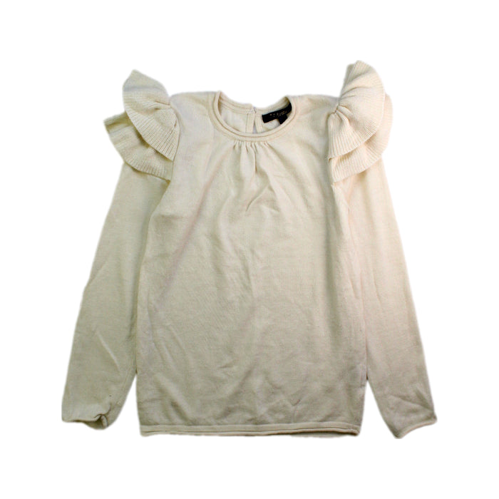 A Ivory Long Sleeve Tops from Velveteen in size 8Y for girl. (Front View)