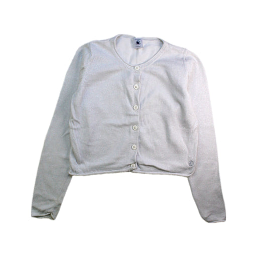 A White Cardigans from Petit Bateau in size 10Y for girl. (Front View)