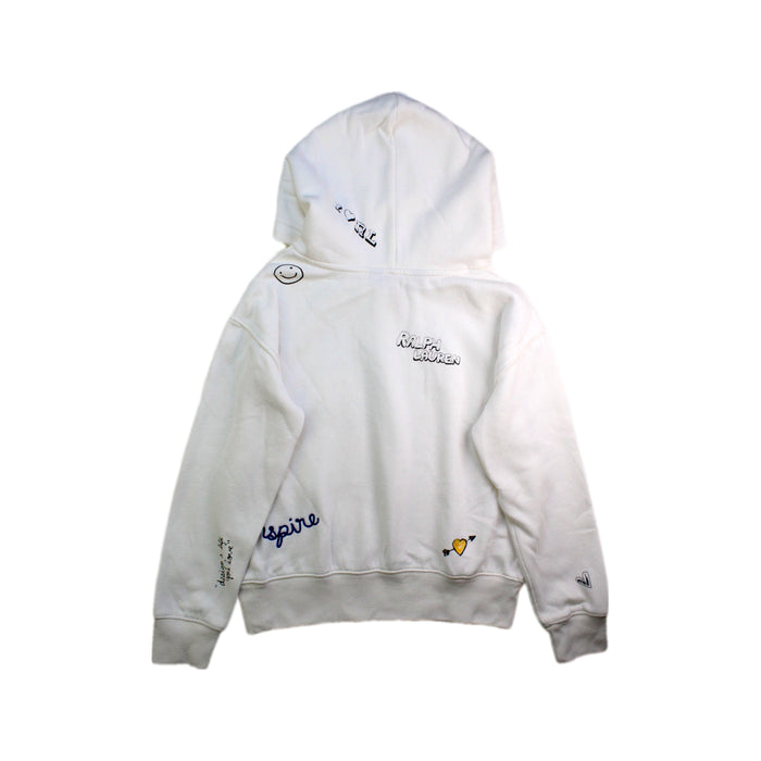 A White Hooded Sweatshirts from Polo Ralph Lauren in size 8Y for girl. (Back View)