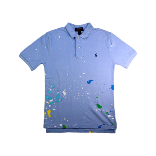 A Blue Short Sleeve Polos from Polo Ralph Lauren in size 10Y for boy. (Front View)