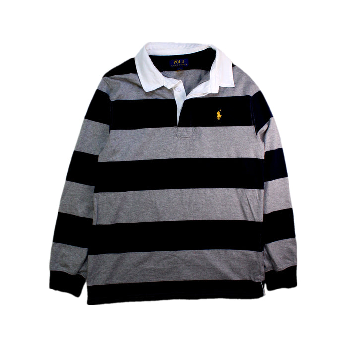 A Grey Long Sleeve Polos from Polo Ralph Lauren in size 14Y for boy. (Front View)