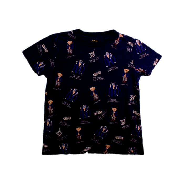 A Navy Short Sleeve T Shirts from Polo Ralph Lauren in size 5T for boy. (Front View)