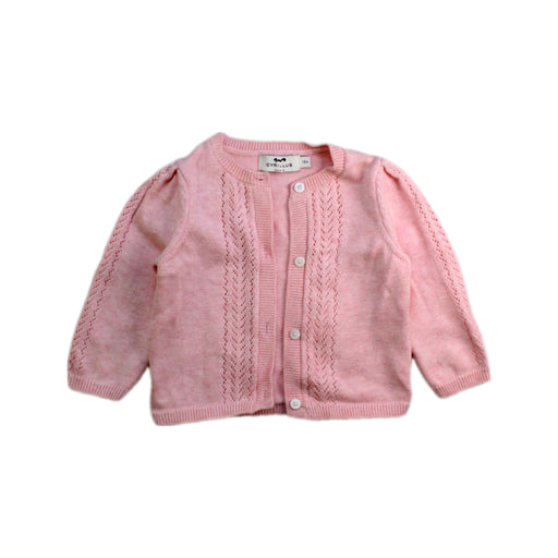 A Pink Cardigans from Cyrillus in size 6-12M for girl. (Front View)