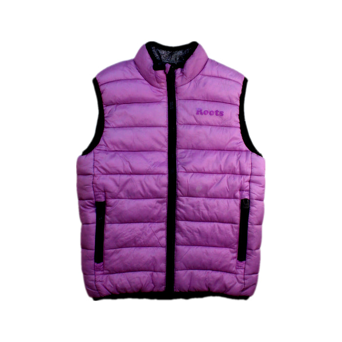 A Pink Outerwear Vests from Roots in size 5T for girl. (Front View)
