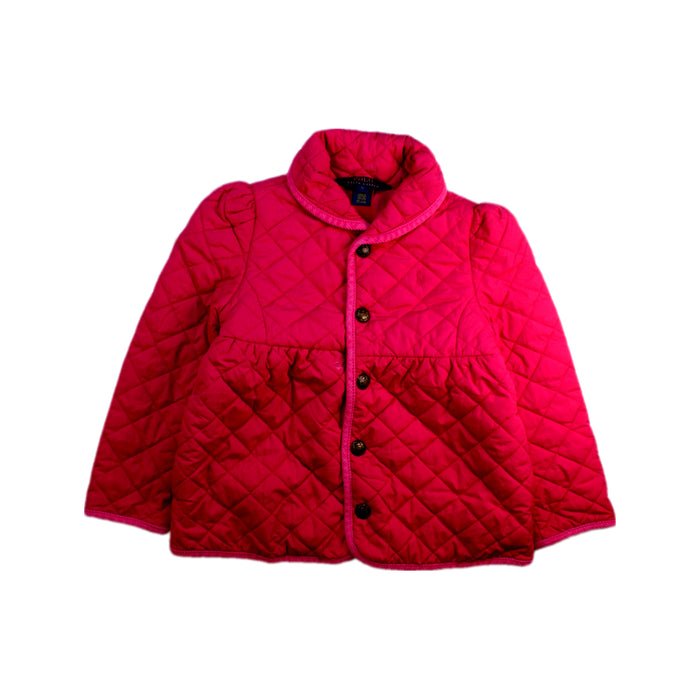 A Pink Puffer/Quilted Coats & Outerwear from Polo Ralph Lauren in size 5T for girl. (Front View)