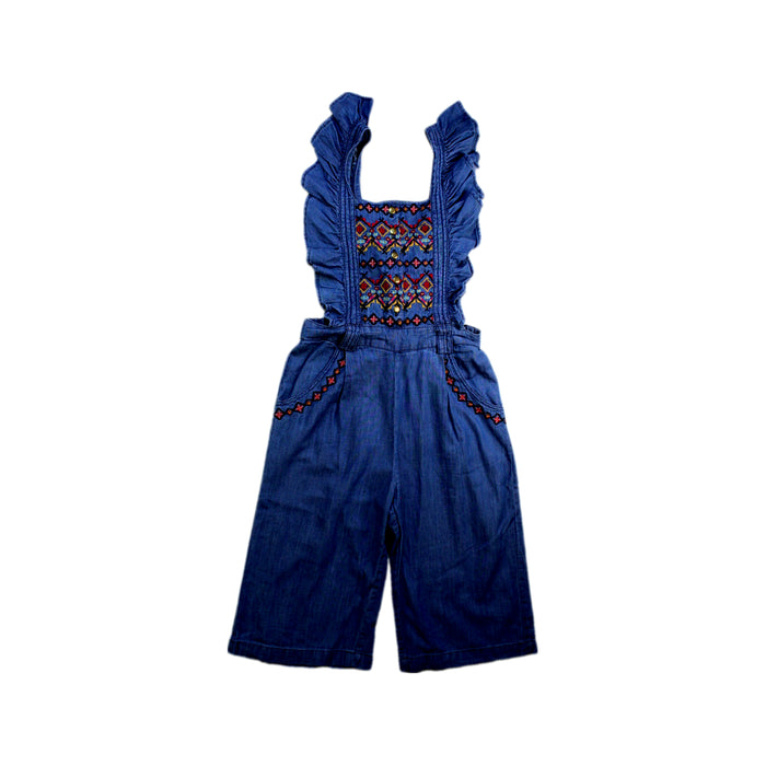 A Blue Long Overalls from Velveteen in size 4T for girl. (Front View)