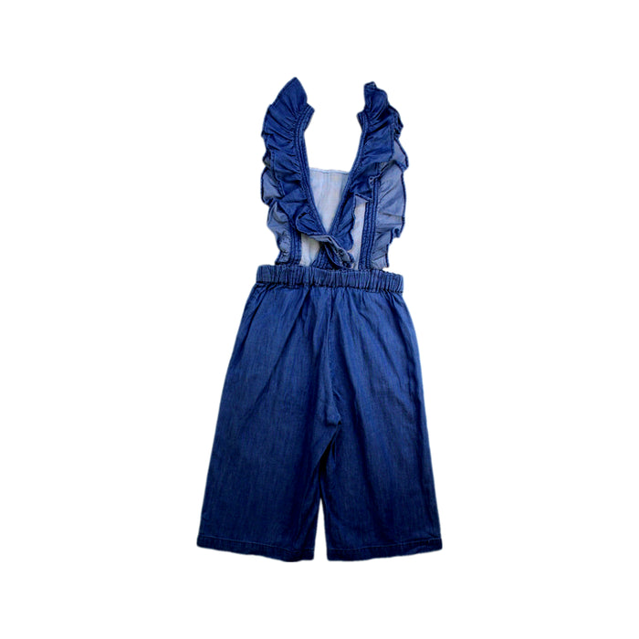 A Blue Long Overalls from Velveteen in size 4T for girl. (Back View)