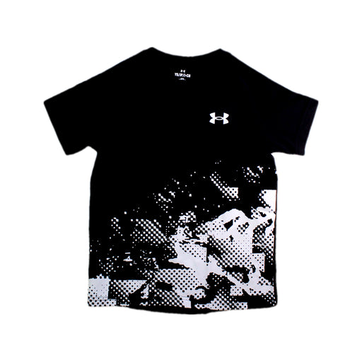 A Black Short Sleeve T Shirts from Under Armour in size 8Y for boy. (Front View)