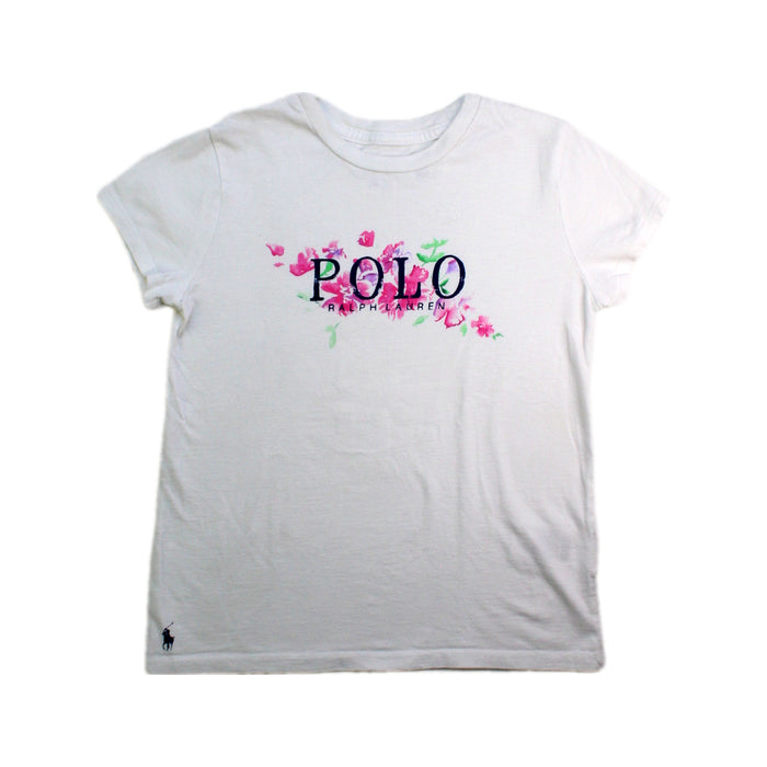 A White Short Sleeve T Shirts from Polo Ralph Lauren in size 8Y for girl. (Front View)