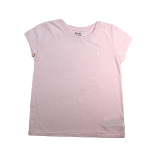 A Pink Short Sleeve T Shirts from Polo Ralph Lauren in size 7Y for girl. (Front View)