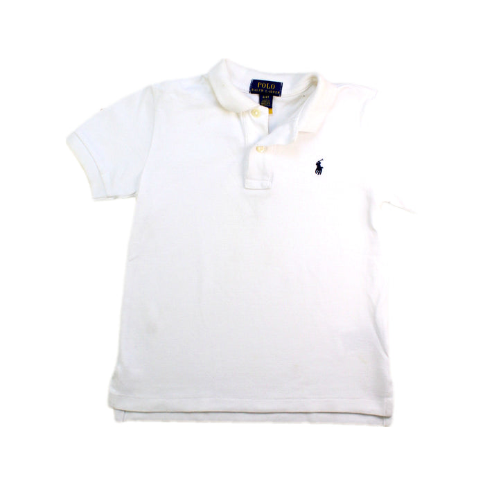 A White Short Sleeve Polos from Polo Ralph Lauren in size 4T for boy. (Front View)