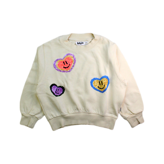 A Beige Crewneck Sweatshirts from Molo in size 4T for girl. (Front View)