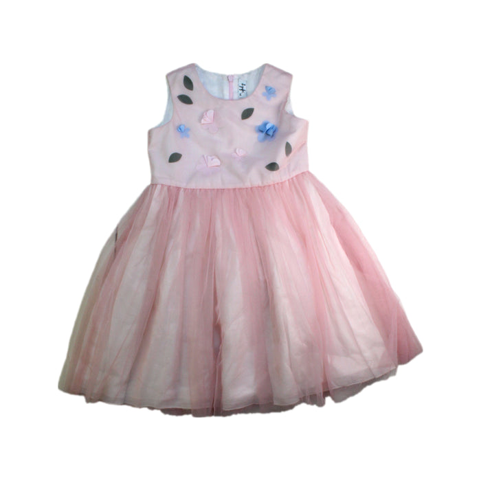 A Pink Sleeveless Dresses from Il Gufo in size 5T for girl. (Front View)