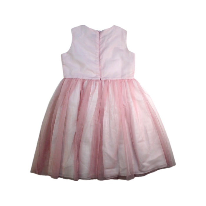 A Pink Sleeveless Dresses from Il Gufo in size 5T for girl. (Back View)