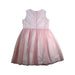 A Pink Sleeveless Dresses from Il Gufo in size 5T for girl. (Back View)