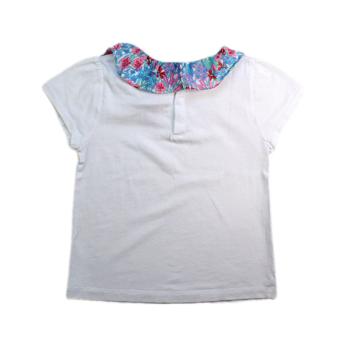 A White Short Sleeve Tops from Jacadi in size 6T for girl. (Back View)