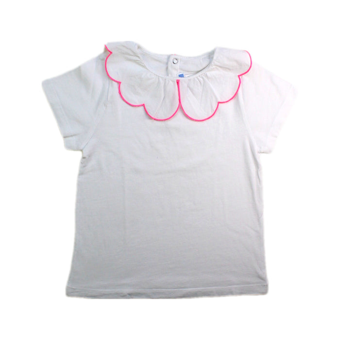 A White Short Sleeve Tops from Jacadi in size 6T for girl. (Front View)
