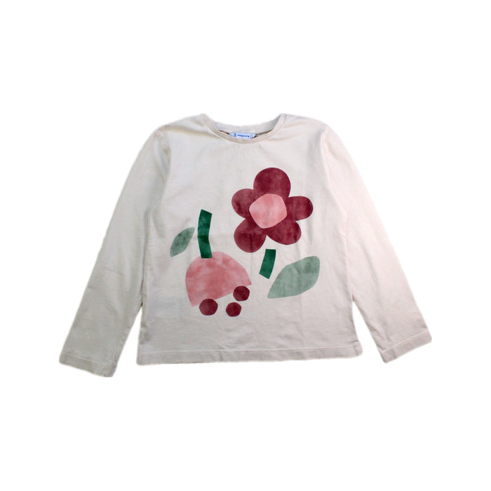 A White Long Sleeve Tops from Mayoral in size 6T for girl. (Front View)