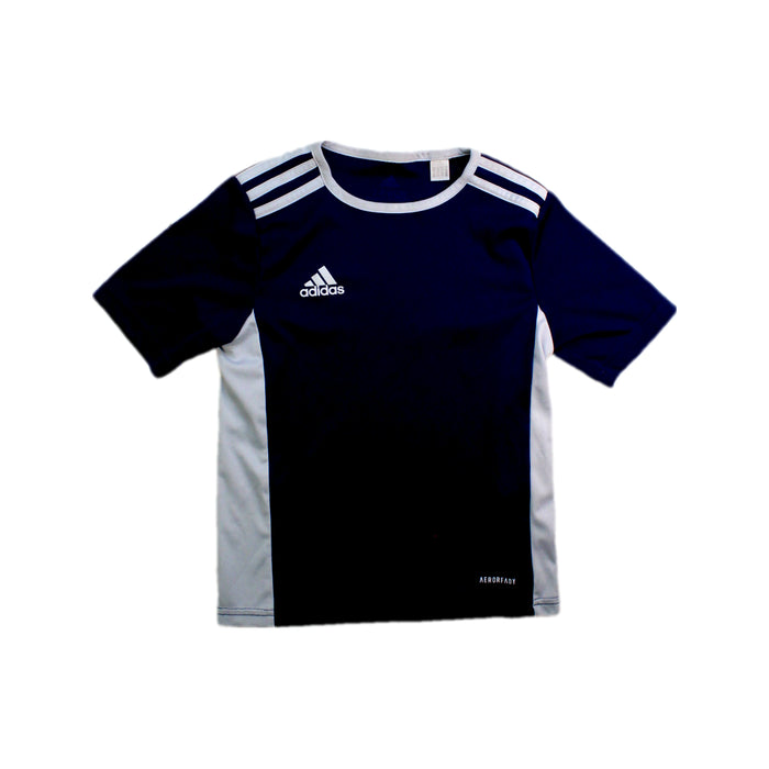 A Navy Active Tops from Adidas in size 7Y for girl. (Front View)