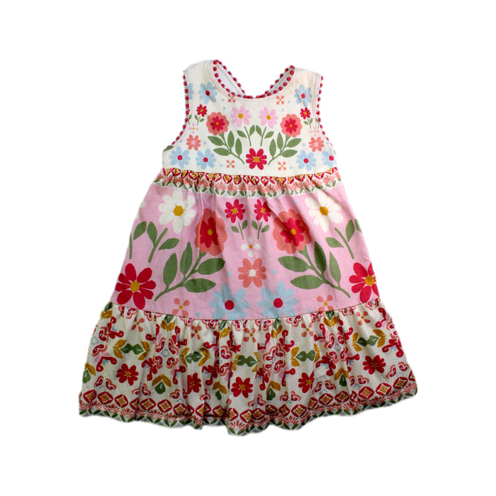 A Multicolour Sleeveless Dresses from Boden in size 6T for girl. (Front View)