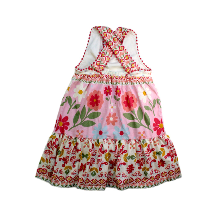 A Multicolour Sleeveless Dresses from Boden in size 6T for girl. (Back View)