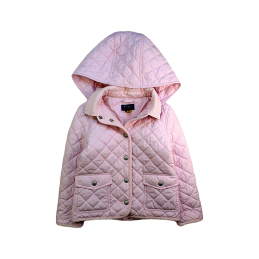 A Pink Puffer/Quilted Jackets from Polo Ralph Lauren in size 5T for girl. (Front View)