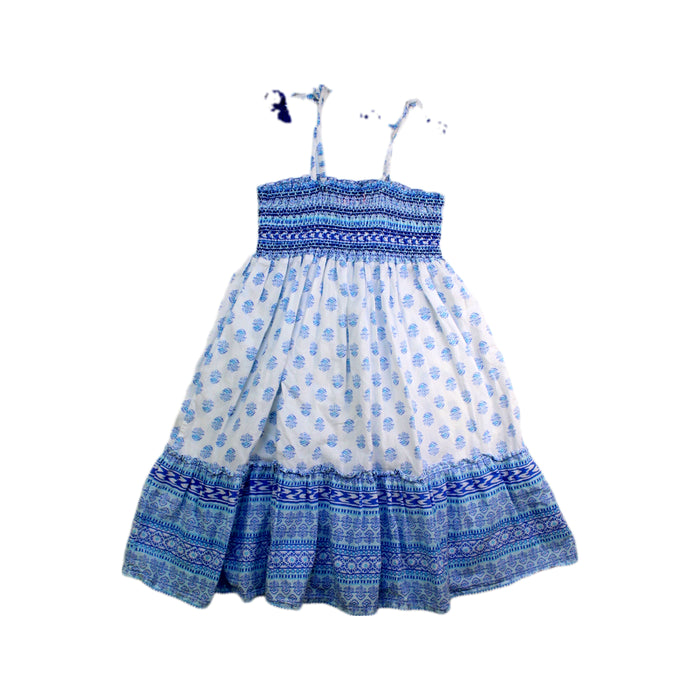 A Blue Sleeveless Dresses from Sunuva in size 5T for girl. (Back View)