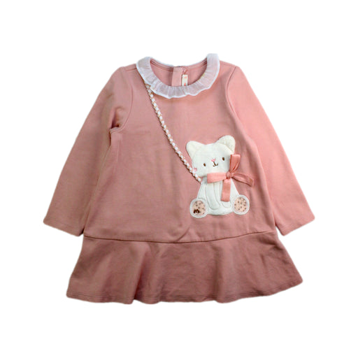 A Pink Long Sleeve Dresses from Momonittu in size 4T for girl. (Front View)