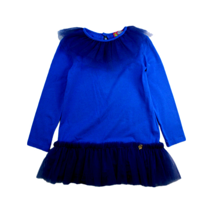 A Blue Long Sleeve Dresses from Rosalita Senoritas in size 4T for girl. (Front View)